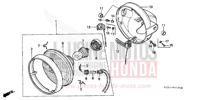 PROJECTEUR (E/ED/F/SD/SW) de CM125C NOIR (NH1) de 1994