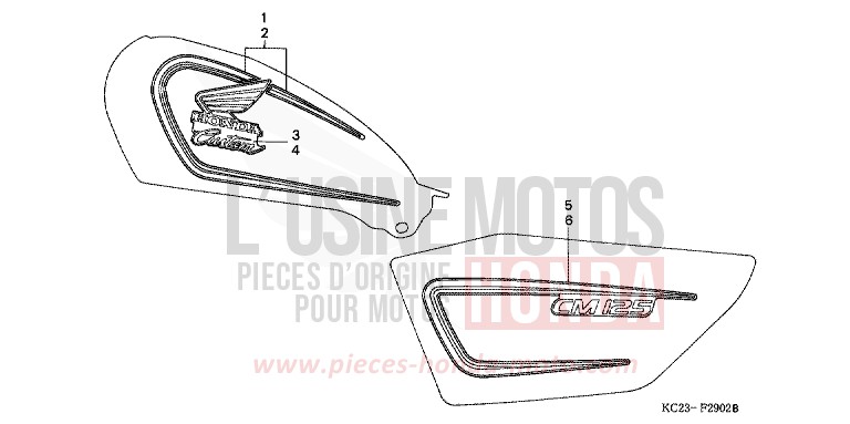 RAYURE (3) de CM125C CANDY BOURGOGNE RED-U (R107) de 1994