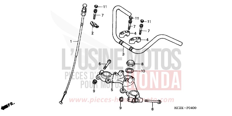 TUYAU DE GUIDON/PONT SUPERIEUR de CM125C NOIR (NH1) de 1999