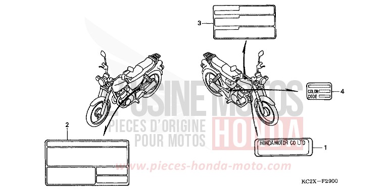 ETIQUETTE DE PRECAUTIONS de CM125C NOIR (NH1) de 1999
