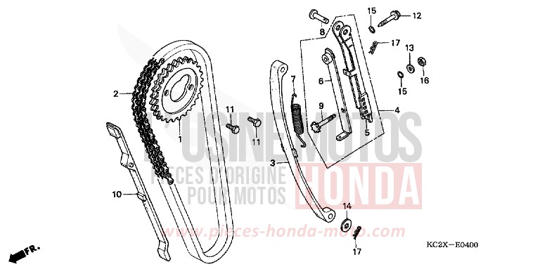 CHAINE A CAMES/TENDEUR de CM125C CANDY BOURGOGNE RED-U (R107) de 1999