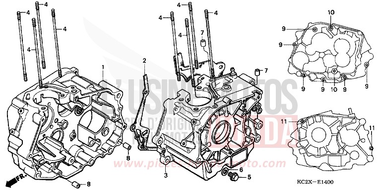 CARTER MOTEUR de CM125C CANDY BOURGOGNE RED-U (R107) 1999