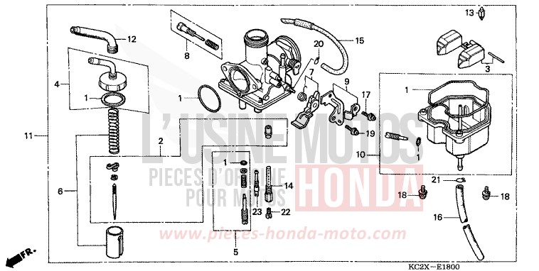 CARBURATEUR de CM125C CANDY BOURGOGNE RED-U (R107) 1999