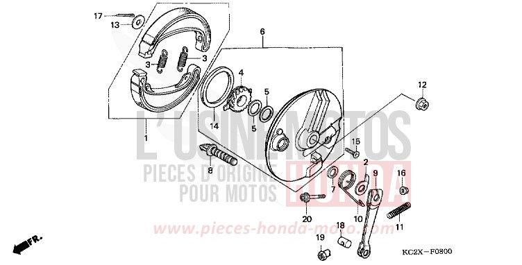 PANNEAU DE FREIN AVANT de CM125C CANDY BOURGOGNE RED-U (R107) 1999