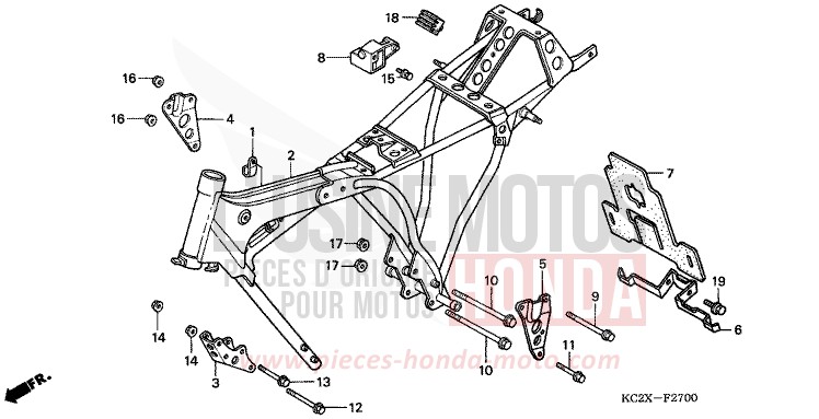 CARROSSERIE DE CHASSIS de CM125C CANDY BOURGOGNE RED-U (R107) 1999