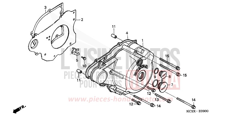 PANNEAU CARTER-MOTEUR G. de CM125C PEARL ATLANTIS BLUE (B142) de 1999