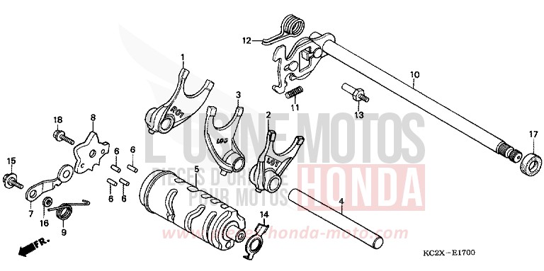 FOURCHETTE DE SELECTION/ BARILLET DE SELECTION de CM125C PEARL ATLANTIS BLUE (B142) de 1999