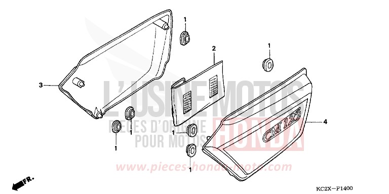 COUVERCLE LATERAL de CM125C PEARL ATLANTIS BLUE (B142) de 1999