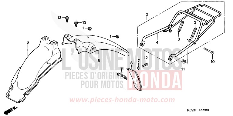 GARDE-BOUE ARRIERE de CM125C PEARL ATLANTIS BLUE (B142) 1999