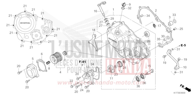 PANNEAU CARTER-MOTEUR D. de CRF300LA EXTREME RED (R292) 2021