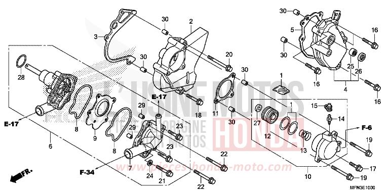 POMPE A EAU de CB1000R MAT CYNOS GRAY METALLIC (NH312) de 2014