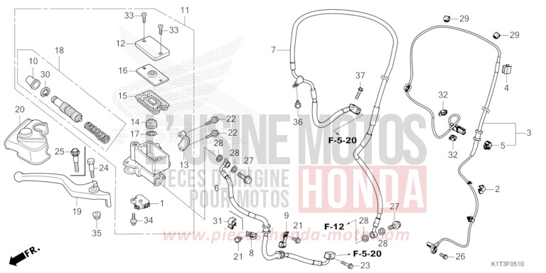 MAITRE-CYLINDRE DE FREIN AVANT CYLINDRE (CRF250LRA/300LA/LRA) de CRF300LA EXTREME RED (R292) 2021
