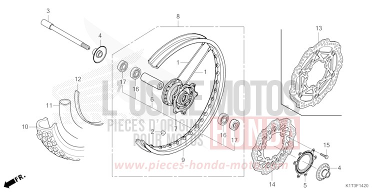 ROUE AVANT de CRF300LA EXTREME RED (R292) 2021