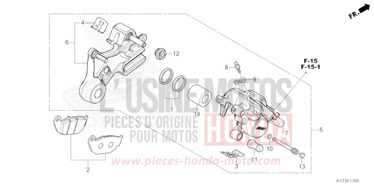 ETRIER DE FREIN ARRIERE de CRF300LA EXTREME RED (R292) 2021