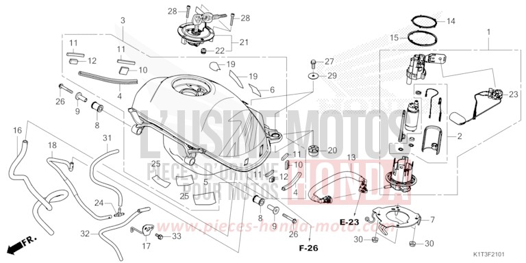 RESERVOIR A CARBURANT (CRF250LR/LRA,CRF300LR/LRA) de CRF300LRA EXTREME RED (R292) 2021