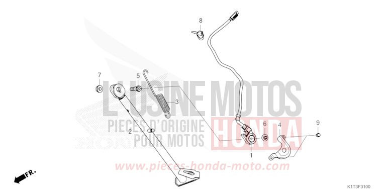 BEQUILLE LATERALE de CRF300LA EXTREME RED (R292) 2021