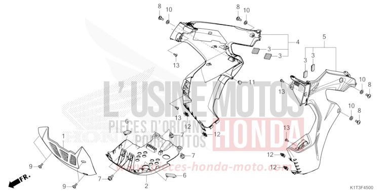CARENAGE MILIEU de CRF300LRA EXTREME RED (R292) 2021