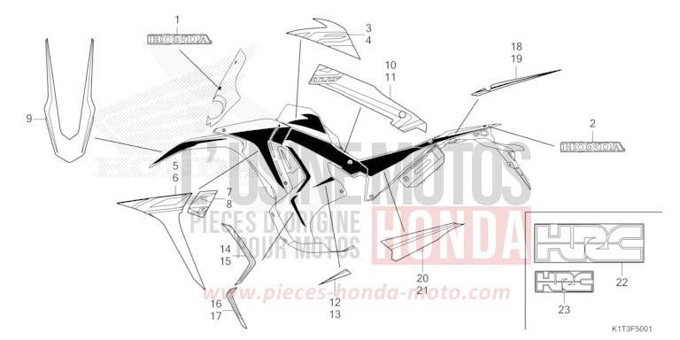 MARQUE/RAYURE (CRF250LR/LRA,CRF300LR/LRA) de CRF300LRA EXTREME RED (R292) 2021