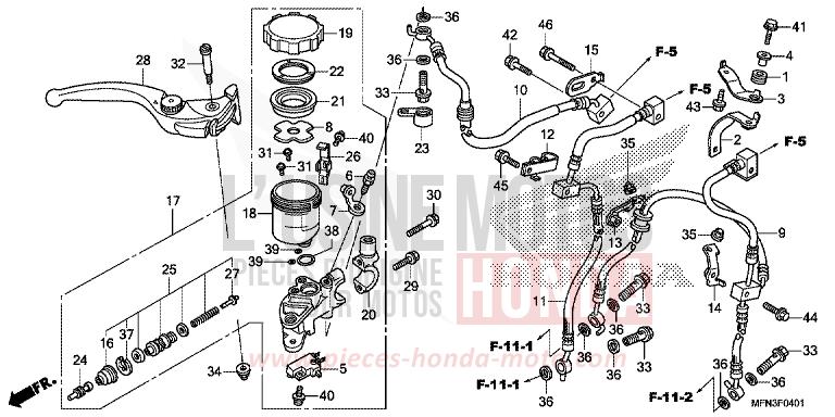 MAITRE-CYLINDRE FREIN AV. (CB1000RA) de CB1000R MAT CYNOS GRAY METALLIC (NH312) de 2014