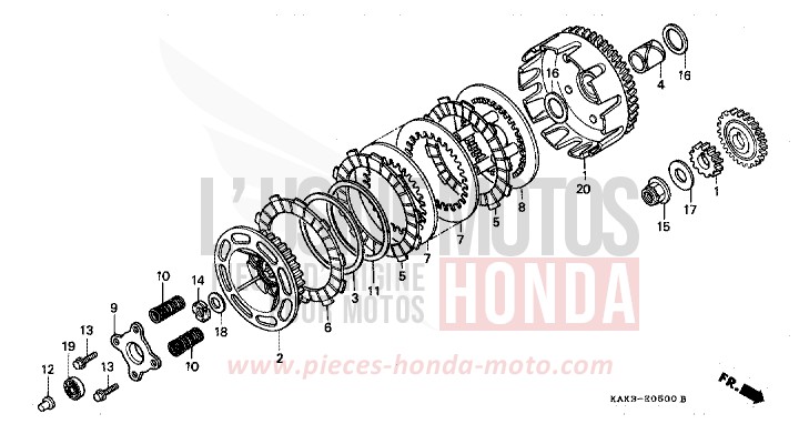EMBRAYAGE de CRM125R SHASTA WHITE (NH138) 1990