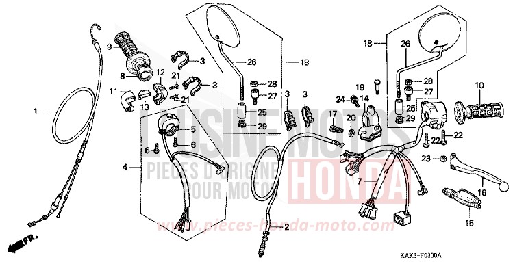 LEVIER DE GUIDON/COMMUTATEUR/CABLE de CRM125R SHASTA WHITE (NH138) 1990