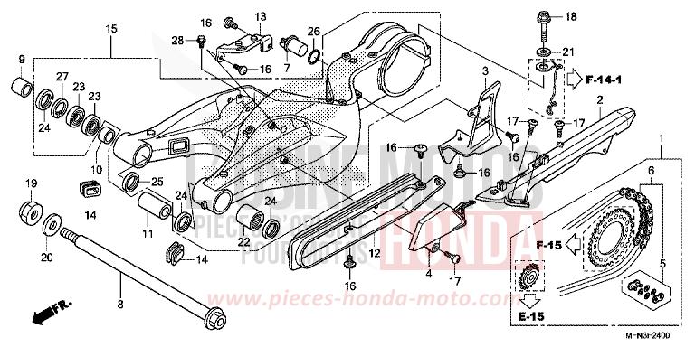 BRAS OSCILLANT de CB1000R MAT CYNOS GRAY METALLIC (NH312) 2014