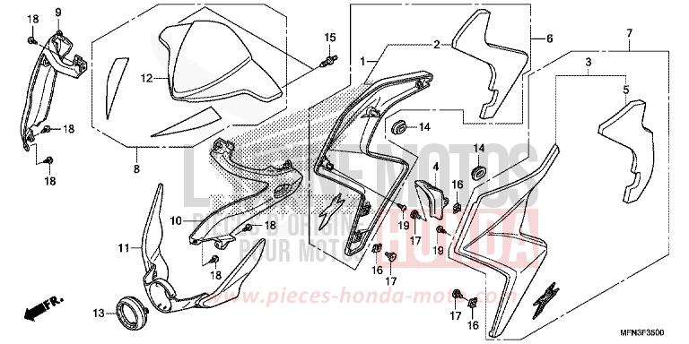 CAPOT de CB1000R MAT CYNOS GRAY METALLIC (NH312) 2014