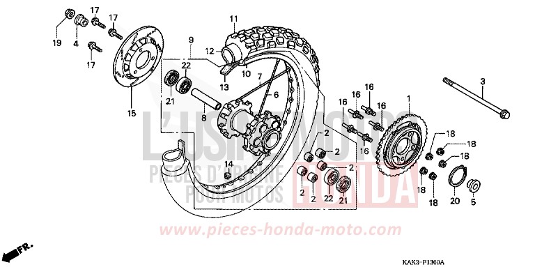 ROUE ARRIERE de CRM125R SHASTA WHITE (NH138) 1992
