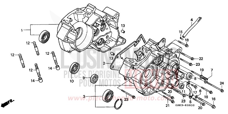 CARTER MOTEUR de CRM125R WISTARIA BLUE (PB166) 1992