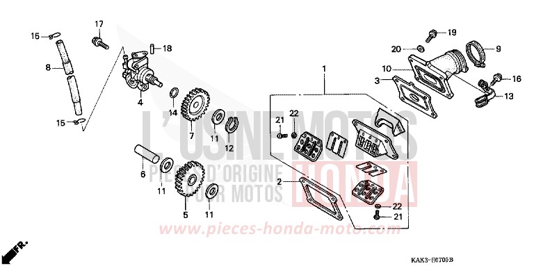 POMPE A HUILE/ANCHE SOUPAPE de CRM125R NOIR (NH1) 1993