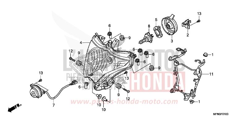 PROJECTEUR de CB1000R MAT PEARL COOL WHITE (NHB44) de 2014