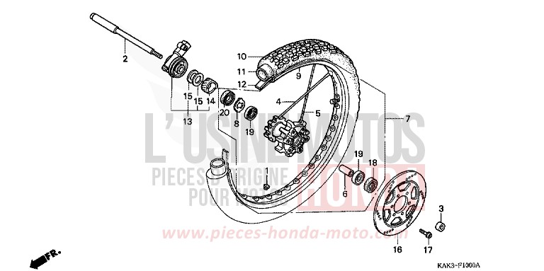 ROUE AVANT de CRM125R NOIR (NH1) 1993