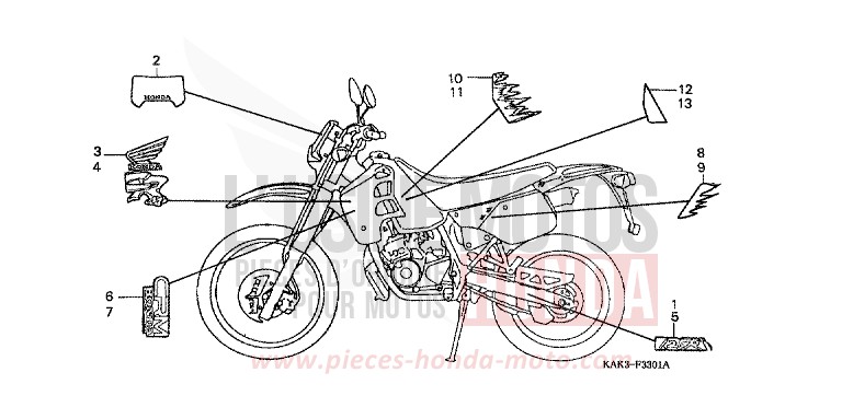 RAYURE/MARQUE (2) de CRM125R NOIR (NH1) 1993