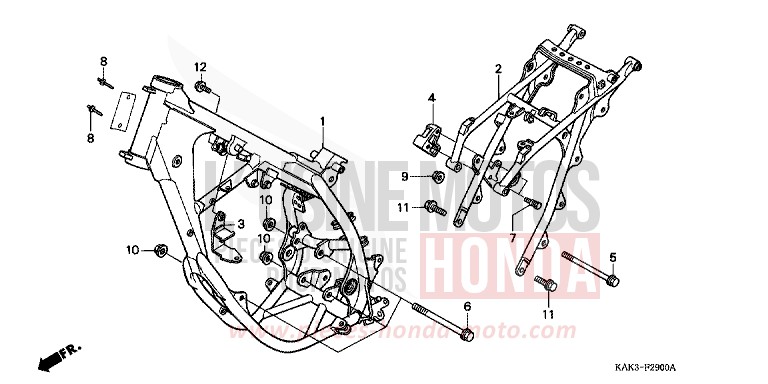 CARROSSERIE DE CHASSIS de CRM125R PRIME GREEN (G124) 1993