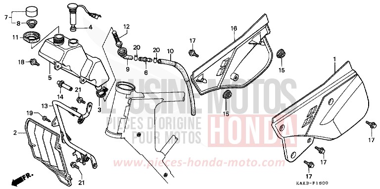 COUVERCLE LATERAL/RESERVOIR D'HUILE de CRM125R SHASTA WHITE (NH138) 1993