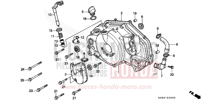 PANNEAU CARTER-MOTEUR D. de CRM125R NOIR (NH1) 1994