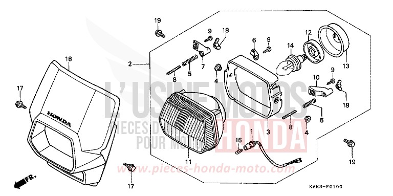 PROJECTEUR de CRM125R NOIR (NH1) 1997
