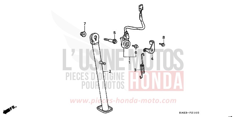 BEQUILLE LATERALE de CRM125R NOIR (NH1) 1997
