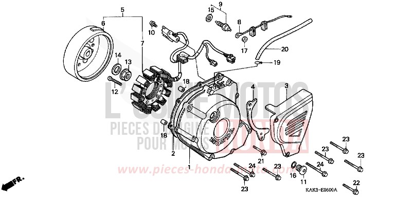 PANNEAU CARTER-MOTEUR G. de CRM125R REAL WHITE (NH250) 1997