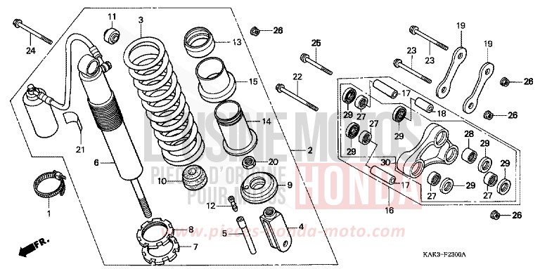 COUSSIN ARRIERE de CRM125R REAL WHITE (NH250) 1997