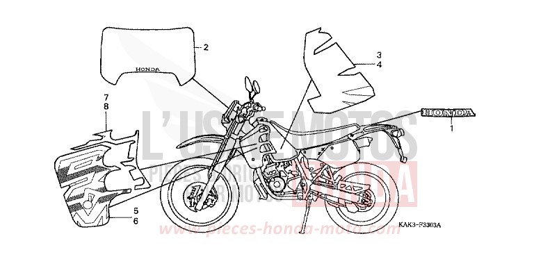 RAYURE/MARQUE (4) de CRM125R REAL WHITE (NH250) 1997