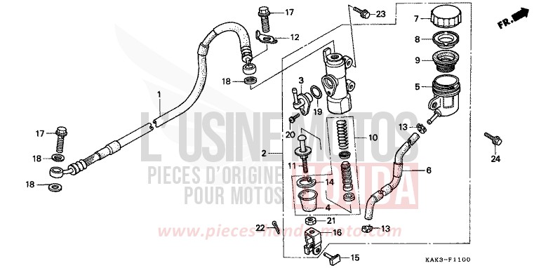 MAITRE-CYLINDRE FREIN AR. CYLINDRE de CRM125R REAL WHITE (NH250) 1999