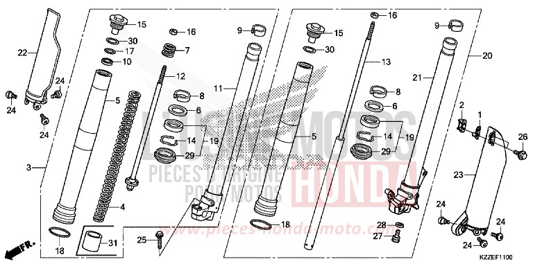 FOURCHETTE AVANT de CRF250RLA NOIR (NH1) 2018
