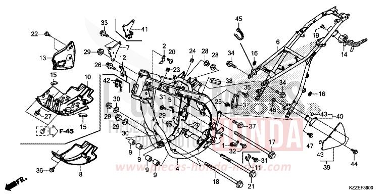 CARROSSERIE DE CHASSIS de CRF250RLA NOIR (NH1) 2018