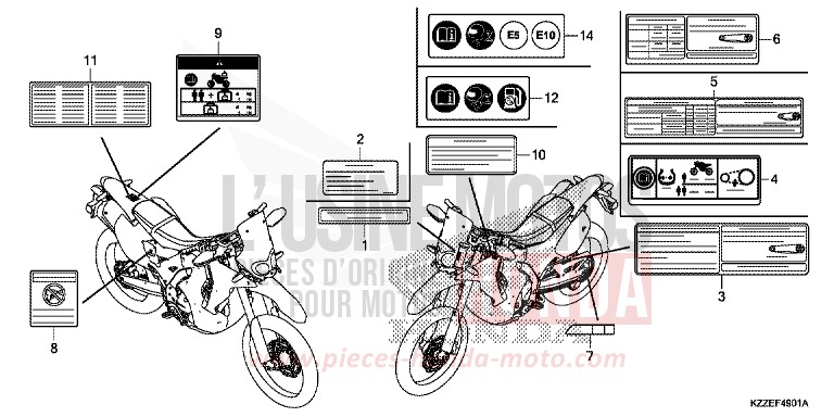 ETIQUETTE DE PRECAUTIONS (CRF250RL/RLA) de CRF250RLA NOIR (NH1) 2018