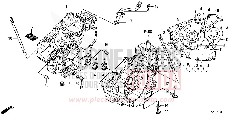 CARTER MOTEUR de CRF250RLA EXTREME RED (R292) de 2018