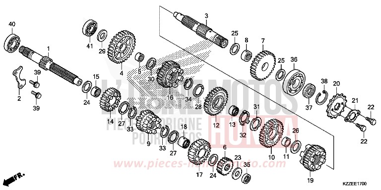 BOITE DE VITESSES de CRF250RLA EXTREME RED (R292) de 2018