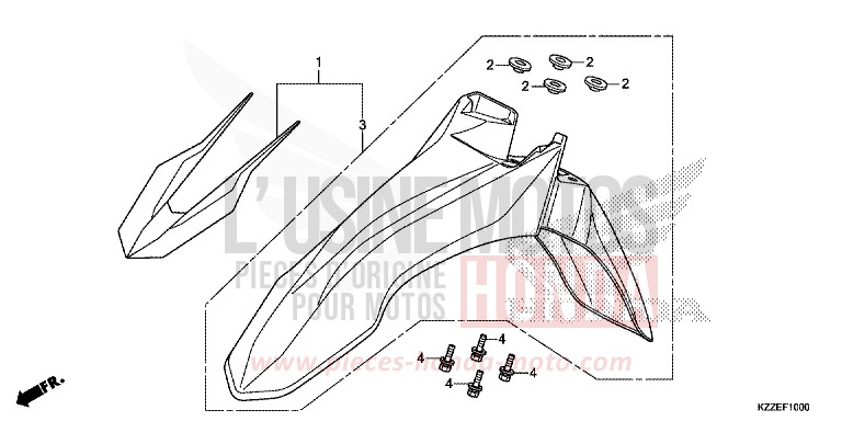 AILE AVANT de CRF250RLA EXTREME RED (R292) de 2018