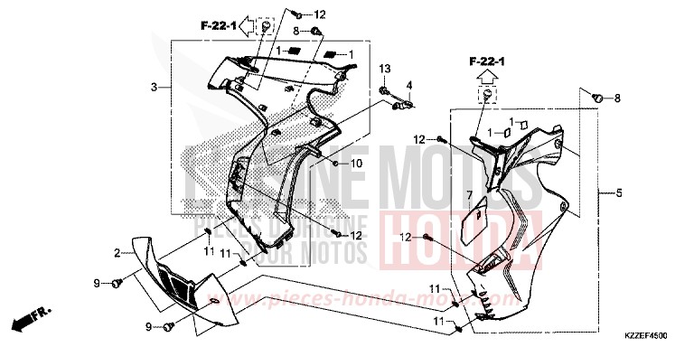 CARENAGE MILIEU de CRF250RLA EXTREME RED (R292) de 2018