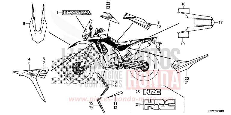 MARQUE/RAYURE (CRF250RL/RLA) de CRF250RLA EXTREME RED (R292) de 2018